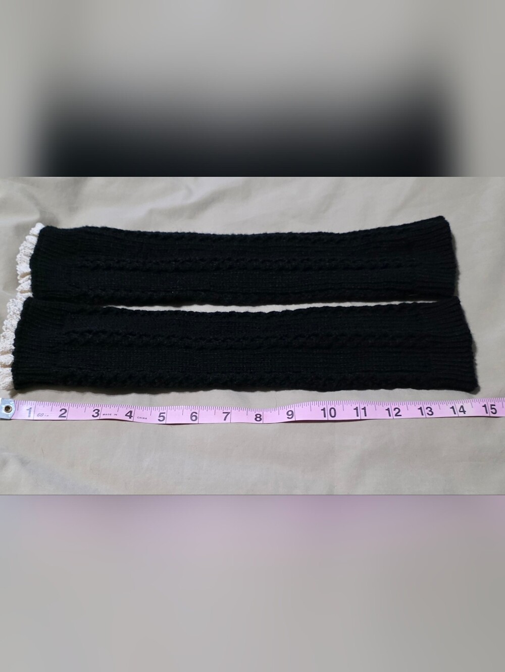 💢5 For$20 Black Knit Boot Socks Arm/Leg Warmers W/Cream Lace Trim Longer Sz OS - Picture 5 of 9